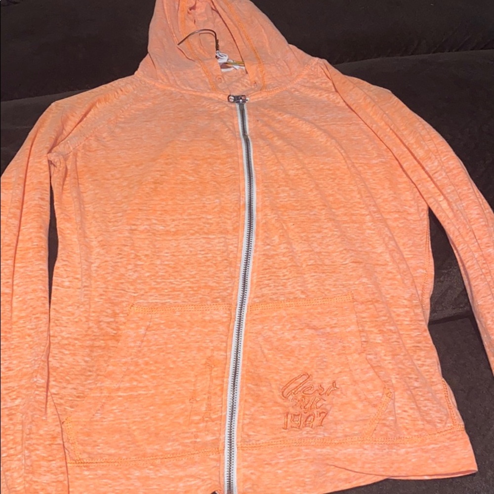 Neon orange zipper hoodie